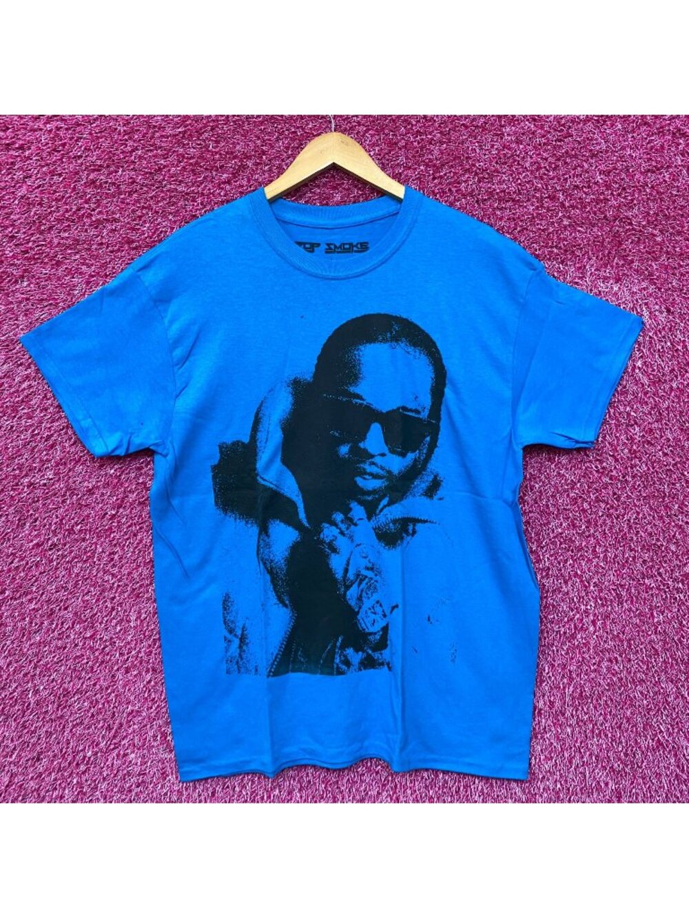 Pop Smoke Blue Music Rap Tshirt size Large